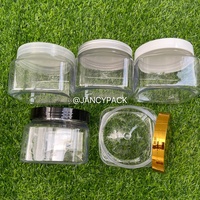 Pot cosmétique carré en plastique PET 350g vide avec couvercle noir doré, pot à crème, flacons rechargeables de voyage, contenants cosmétiques portables