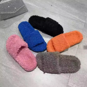 Designer <b>Women</b> <b>Shoes</b> Fashion Furry Warm Slip Platform Slippers Furry Slide Indoor with Embroidery Warm Slippers Casual <b>Shoes</b> - Product Image 2