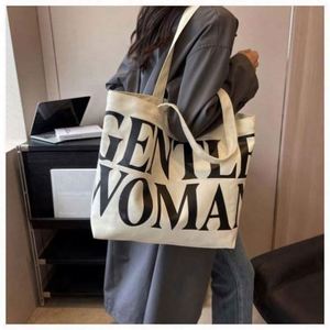 Large Capacity Letter Lady <b>Canvas</b> <b>Tote</b> Bag Spring Summer New Popular All Seasons Fashion Single Shoulder Hand-Held Shopping - Product Image 4
