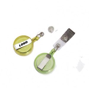 Wholesale Plastic 32mm Transparent Round Retractable <b>ID</b> Badge Reel Custom Promotional Gifts - Product Image 1
