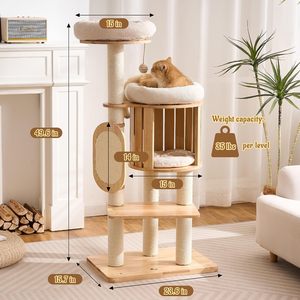 Factory Wholesale Stylish Multifunctional Solid Wood <b>Cat</b> Climbing Frame <b>Cat</b> <b>Tree</b> for Indoor <b>Cat</b> Enrichment - Product Image 2