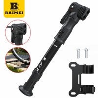 Pompe à vélo mini haute pression BAIMEI 120 PSI à fixation sur cadre, en alliage d'aluminium, étanche, avec manomètre, pour valves Schrader/Presta/Dunlop VTT