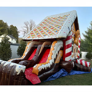 Castillo inflable comercial <span class=keywords><strong>Christmas</strong></span> Bounce House Kid Festival Weihnachten Gingerbread Jumping Castillo hinchable con tobogán Combo - Product Image 2