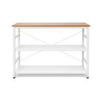 Étagère de rangement de cuisine, étagère de cuisine à plusieurs niveaux avec étagères ouvertes, dessus en bois et cadre blanc, organisateur de cuisine