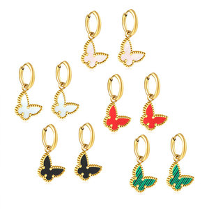 Pendientes de Mariposa Pequeños y Delicados de Acero Inoxidable 316L con Baño de Oro PVD de 14k y 18k para Mujer, Venta al por Mayor - Product Image 6
