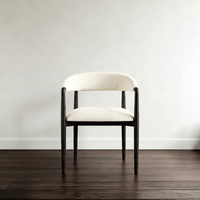 Fauteuil de salle à manger personnalisé en bois massif, éco-responsable et durable, style campagnard américain moderne, en chêne blanc et tissu en lin, pour la maison, le bureau ou l'hôtel
