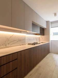 خزانات مطبخ صغيرة عصرية بأبواب كاملة بسطح ميلامين مقاومة للماء-ضمان لمدة عامين - Product Image 2