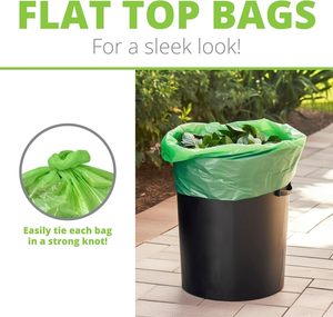 Compostable 50-55 Gallon Flat-Top Trash Bags, Heavy Duty Extra Thick <b>Large</b> Lawn & Yard Waste Bags, ASTM D6400, BPI - Product Image 5