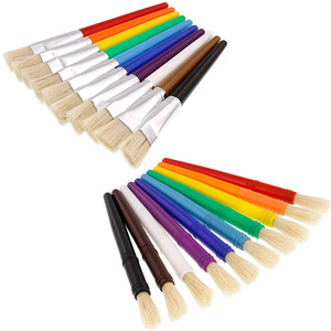 Xin Bowen spazzola di vendita calda 10 pz manico in plastica di colore setole testa piatta artista pennello pittura a olio <span class=keywords><strong>per</strong></span> bambini - Product Image 5