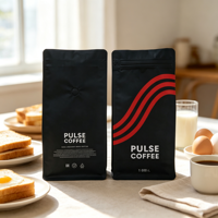 Sachet de café personnalisé de qualité alimentaire 1 kg, pochette refermable en aluminium avec valve d'air pour café moulu