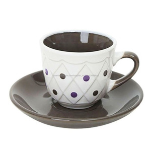 Punto de la onda a granel de café de cerámica taza de té y platillo dulce de cerámica café tazas - Product Image 3