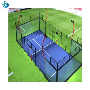 Zemin sporları kiremit ekipmanları tenis mahkemesi Padel tek mahkemesi oyun alanı açık 3 yıl ODM OEM hizmeti PE köpük + keçe kapak 10x20m