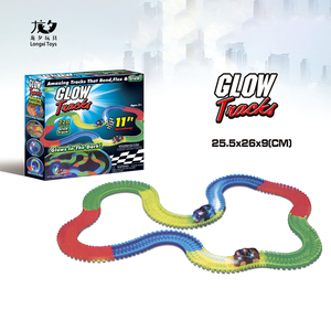Kit de bricolage pour enfants Longxi, jouet véhicule, pistes lumineuses, circuit de voitures, <span class=keywords><strong>course</strong></span> de voitures lumineuses dans le noir, <span class=keywords><strong>jouets</strong></span> éducatifs, 220 pièces, <span class=keywords><strong>course</strong></span> pop 1:64 - Product Image 2