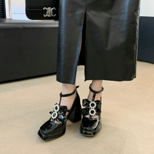 รองเท้าส้นหนาแบบใหม่ปี 2024 รองเท้าส้นสูงกันน้ำแบบมีโบว์ รองเท้าสำหรับงานแต่งงาน ไซส์ 35-40 - Product Image 3