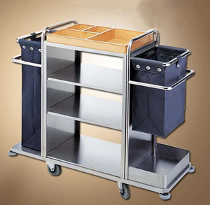 Chariots de travail pour hôtel Chariot de construction en acier Chariot de nettoyage pour maison d'hôtes Service de ménage et de stockage Salle à manger Restaurant - Product Image 4