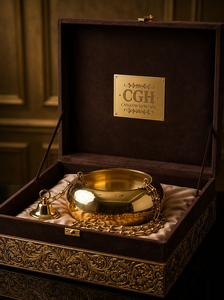 Casglow Heritage HD L020 - Macetero Redondo de Latón para Decoración del Hogar con Cadena y Campana, Diseño Tradicional, Montaje en Techo, Origen Punjab - Product Image 1