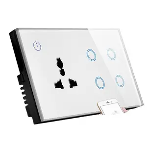 Tuya Touch Glass Panel Wifi Light white black american uk european smart home 4gang Modern wall switches and socket electrical