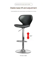 Tabouret de bar moderne pivotant en cuir PU avec dossier, hauteur réglable, cadre en métal pour salon, usage commercial