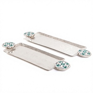 Ensemble de deux plateaux à chocolat décoratifs plaqués nickel, taille personnalisée, nouveaux plateaux à chocolat - Product Image 1