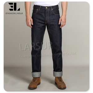 LARSUR Custom Denim Fabricant Bukleback Work Brut Selvedge Denim Jeans Hommes Paris <span class=keywords><strong>Boucle</strong></span> Droite Slim Red Selvedge Denim Pants - Product Image 3