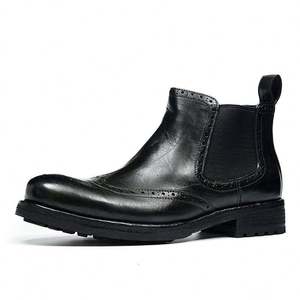 Mens Embossed Leather Chelsea <b>Boots</b> Waterproof Goodyear Welted Round Toe Ankle <b>Boots</b> Fashion Footwear for All Season Wear - Product Image 4