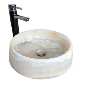 Hot Sale Natural Stone Countertop Wash Basin White Onyx Sink Basin for Bathroom
