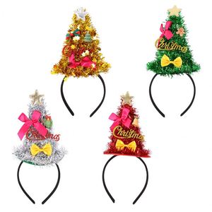 Christmas Hat Headband Bow Tinsel <b>Tree</b> Hair Hoop Ornament Costume Accessory - Product Image 1