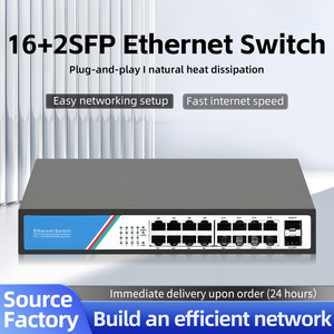 Switch Gigabit non géré 16+2 ports 10/100/1000 Mbps 36 Gbps avec 2 emplacements SFP, format rack de bureau pour réseau de caméras de sécurité, en stock - Product Image 1