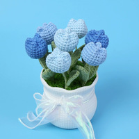Ornement de plante en pot en forme de fleur, tricoté à la main en laine et au crochet, de haute qualité, en fil transfrontalier, pour bureau, salle à manger, Saint-Valentin