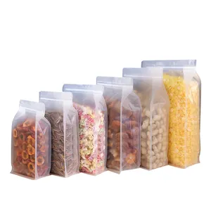 Sacchetto di imballaggio stampato personalizzato per imballaggio alimentare in plastica con marchio a fondo quadrato Luckytime