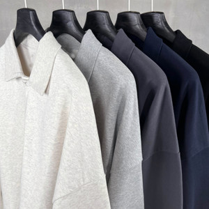 <span class=keywords><strong>Felpa</strong></span> <span class=keywords><strong>Polo</strong></span> Unisex a Maniche Lunghe in Cotone Pesante, Tinta Unita, per Vendita all'Ingrosso - Product Image 2