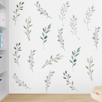 Autocollants muraux en forme de feuille verte dorée, peintures murales décoratives, plantes, autocollants muraux 3D pour chambre à coucher, salon, chambre d'enfant, décorations pour la maison