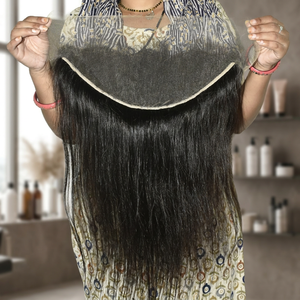 Extensiones de Cabello Humano Indio Liso y Recto con Doble Trama, Frontal de Encaje 13*4 para Mujer, Sin Procesamiento Químico, Precio al por Mayor - Product Image 1