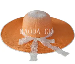 D Cheap Customized Wholesale Summer Beach Hat Paper Straw Leisure Large Brim Hats For Lady