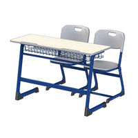 Meubles scolaires, pupitre scolaire double en bois, tables et chaises de classe, pupitre et chaise pour étudiants, ensemble de sièges doubles