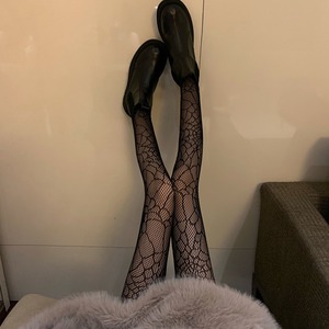 Collants vintage en dentelle ajourée, collants résille effet toile d'araignée pour femme - Product Image 2
