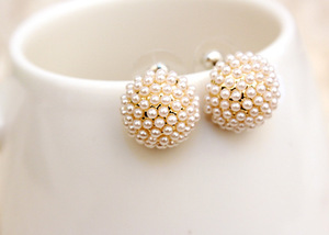 Faux Baroque Pearl Beaded Flower Stud <strong>Earrings</strong> Korean Cute Cultured Freshwater Pearl <strong>Post</strong> Stud <strong>Earrings</strong> - Product Image 6