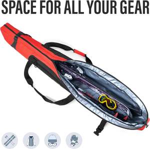 Padded Ski <b>Bag</b> <b>with</b> <b>Wheels</b> Waterproof Ski Carry <b>Bag</b> 600D Heavy Duty Oxford Adjustable Length up to 200cm Rolling Ski <b>Travel</b> <b>Bag</b> - Product Image 6