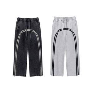 Fabricant d'équipement d'origine Fabrication de logo personnalisé Lavage à l'acide Streetwear Hip-Hop Rayé Fermeture éclair Design <span class=keywords><strong>Pantalon</strong></span> de <span class=keywords><strong>jogging</strong></span> pour hommes <span class=keywords><strong>Pantalon</strong></span> de survêtement rétro vintage - Product Image 3