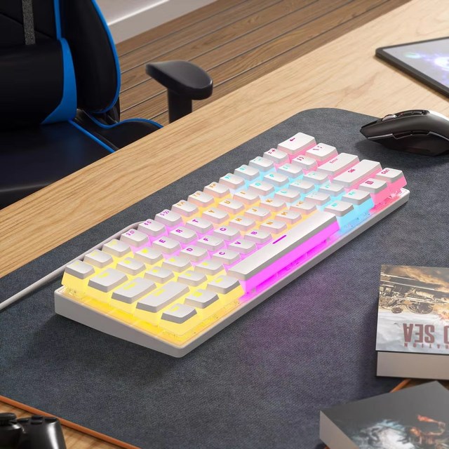 61-Keys Wired Mechanical Gaming Keyboard 60% LED Backlit Gamer Custom Keyboard