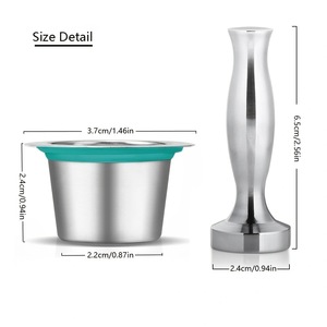 Capsules de café réutilisables en acier inoxydable pour machines Nespresso avec tamper et couvercles en aluminium, écologiques, lot de 3 - Product Image 2