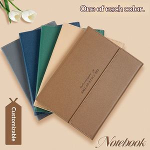 Libreta de Cuero PU de Alta Gama, Tamaño A5, con Tres Pliegues, Nueva Libreta de Negocios para Reuniones de Oficina, Simple, con Portaplumas - Product Image 4