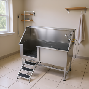 Stainless Steel <b>Dog</b> Grooming <b>Bath</b> <b>Tub</b> 62 Inch With Left Side Water Filter For Pet Cleaning Indoor Use - Product Image 2