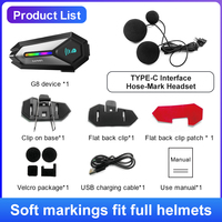 Headset Helm Motor LUVIN G8 BT 5.3 Tahan Air IP65 Headset Helm Interkom 2 Orang 300M untuk Interkom Motor