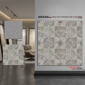 Export Quality 40x40cm Embossed Rustic Matte Porcelain Parking Tiles-9mm Non-Slip Digital Outdoor Floor Firebrick Hall Mall - Product Image 1