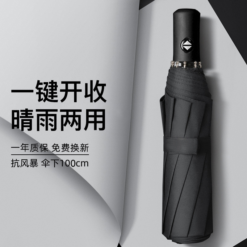 Upgraded 8-rib automatic umbrella - Obsidian Black
