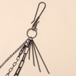 โซ่คาดเอวผู้ชาย สไตล์ฮิปฮอป โซ่โลหะหนาสำหรับตกแต่งกางเกงยีนส์ สีดำ ทำจากโลหะผสมสังกะสี เหมาะสำหรับใส่ทุกวัน - Product Image 4