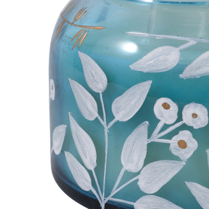 Candela Profumata Maison Illuminare in Vetro Blu con Design Floreale, Candela Decorativa a 3 Stoppini per Soggiorno, Camera da Letto, Bagno - Product Image 6