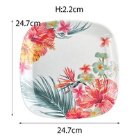 Service de table en mélamine à fleurs tropicales personnalisé Bestwares en gros - Assiette et bol en plastique américain pour la maison et les restaurants