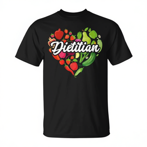 T-shirt Dietitian Heart unisex per adulti, girocollo, manica corta, stampa digitale, attività promozionali - Product Image 3